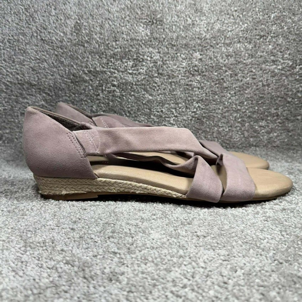 Alex Marie Espadrille Wedge Sandals Leather Mauve Taupe Strappy - Women Size 9M